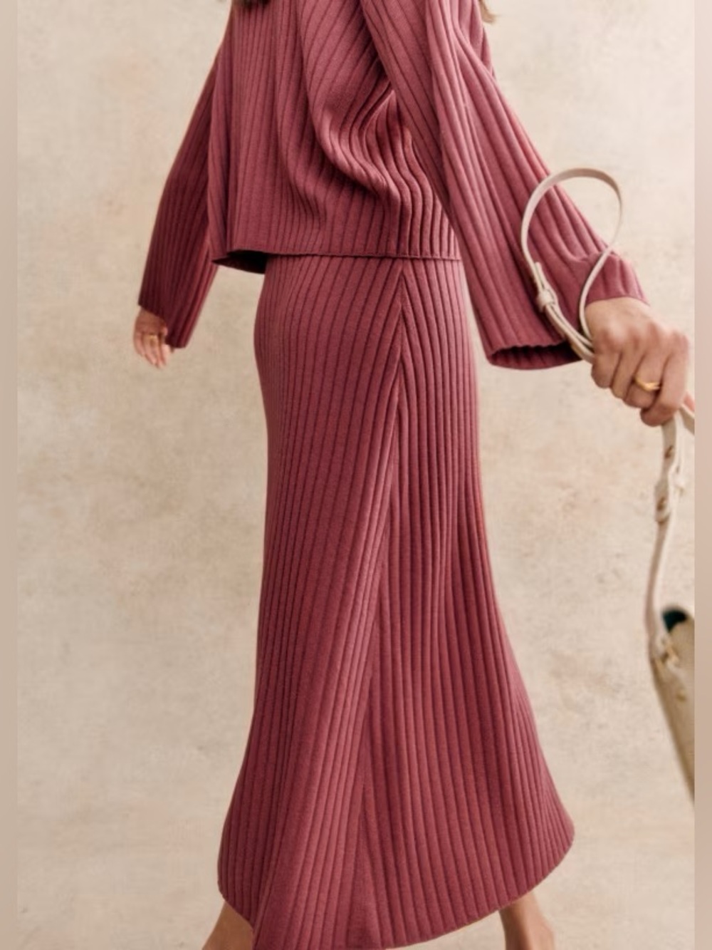 Sezane Francoise Wool Skirt in Rosewood